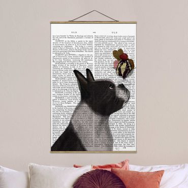 Fabric print with poster hangers - Animal Reading - Terrier With Ice