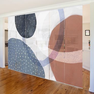 Sliding panel curtains set - Orbit With Dots I