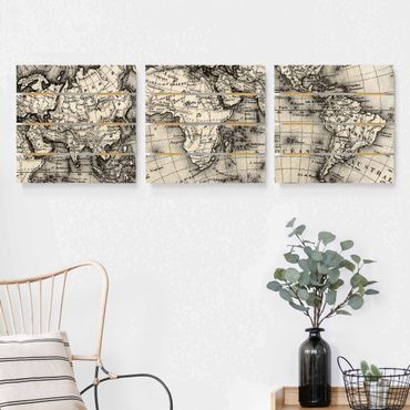 Print on wood - Old World Map Details
