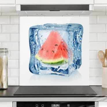 Glass Splashback - Melon in ice cube - Square 1:1