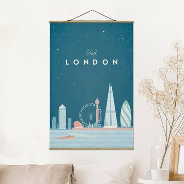 Fabric print with poster hangers - Travel Poster - London