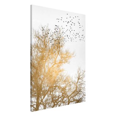Magnetic memo board - Flock Of Birds In Front Of Golden Tree