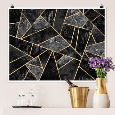 Poster - Grey Triangles Gold