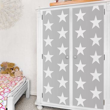Adhesive film for furniture - White Stars On Grey