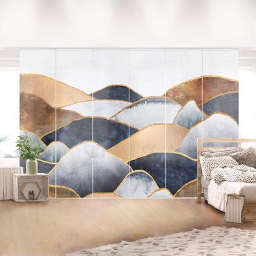 Sliding panel curtain - Golden Mountains Watercolour