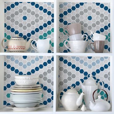 Adhesive film - Moroccan Tile Pattern Turquoise Blue