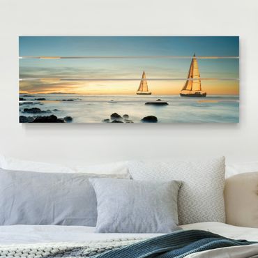 Print on wood - Sailboats On the Ocean