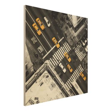Wood print - New York City Cabs