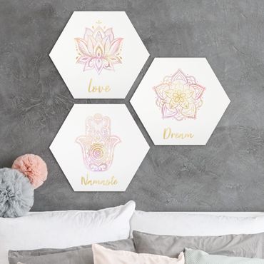 Forex hexagon - Mandala Namaste Lotus Set Gold Light Pink