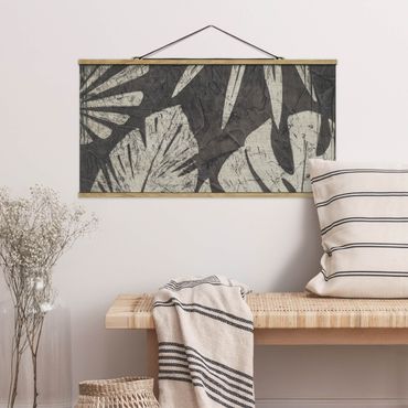 Fabric print with poster hangers - Palm Leaves Dark Grey Backdrop