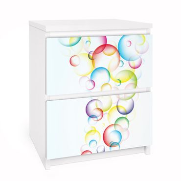 Adhesive film for furniture IKEA - Malm chest of 2x drawers - Rainbow Bubbles