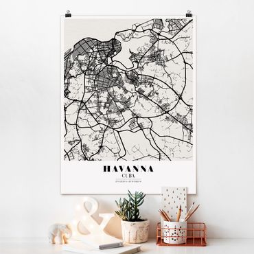 Poster city, country & world maps - Havana City Map - Classic