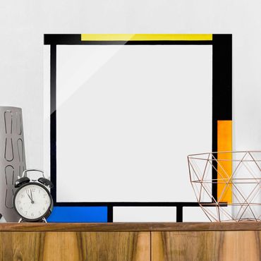 Glasbild - Piet Mondrian - Komposition II - Quadrat 1:1