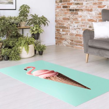 Vinyl Floor Mat - Ice Cream Cone With Flamingo - Portrait Format 1:2