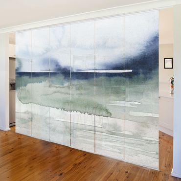 Sliding panel curtains set - Ocean Waves I