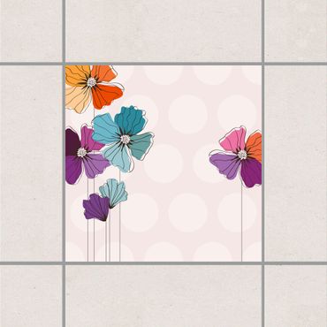 Tile sticker - Poppies In Pastel
