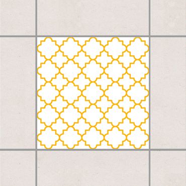 Tile sticker - Traditional Quatrefoil White Melon Yellow