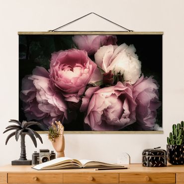 Fabric print with poster hangers - Peony Black Shabby Backdrop
