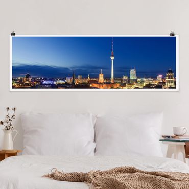 Panoramic poster architecture & skyline - TV Tower At Night