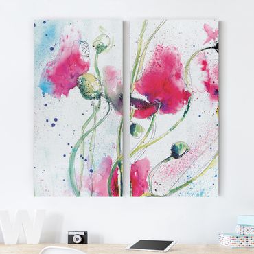 Print on canvas 2 parts - Painted Poppies