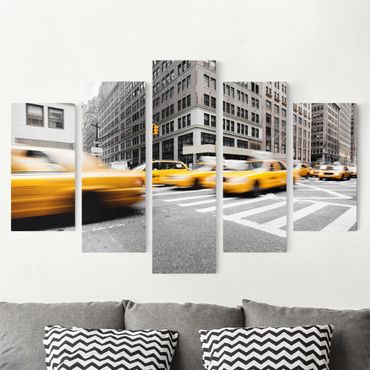 Print on canvas 5 parts - Bustling New York