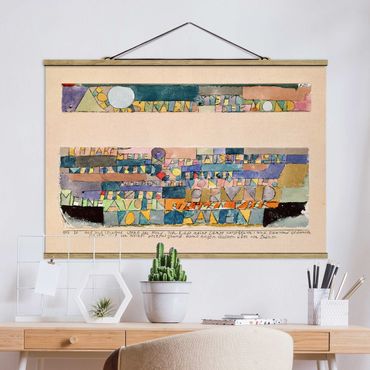 Fabric print with poster hangers - Paul Klee - High and bright the Moon stands...