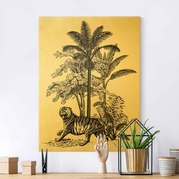 Canvas print gold - Vintage Illustration - Proud Tiger