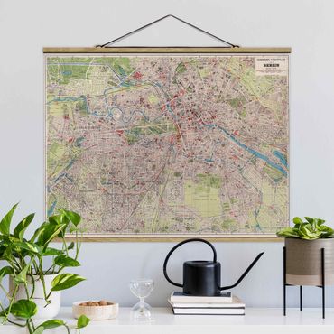 Fabric print with poster hangers - Vintage Map Berlin