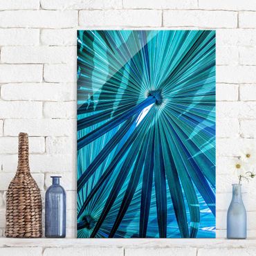 Glass print - Tropical Plants Palm Leaf In Turquoise