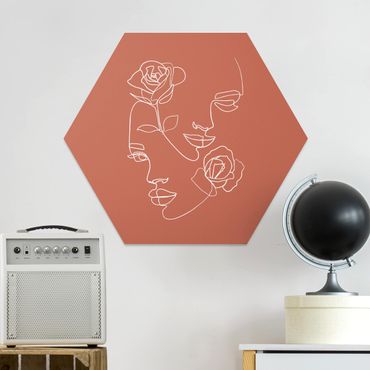 Forex hexagon - Line Art Faces Women Roses Copper