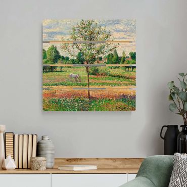 Print on wood - Camille Pissarro - Meadow with Grey Horse, Eragny