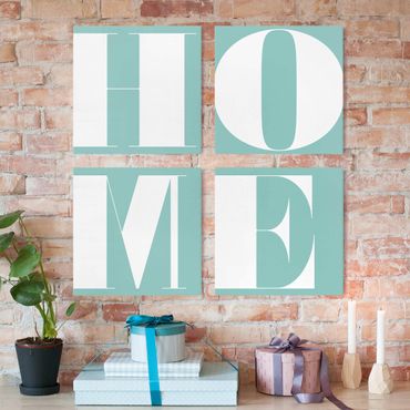 Print on canvas - Antiqua Letter Home Turquoise