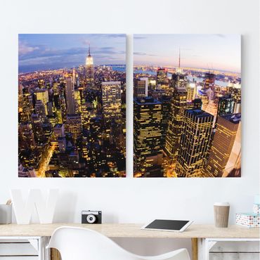 Print on canvas 2 parts - New York Skyline At Night