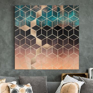 Canvas print - Turquoise Rosé Golden Geometry