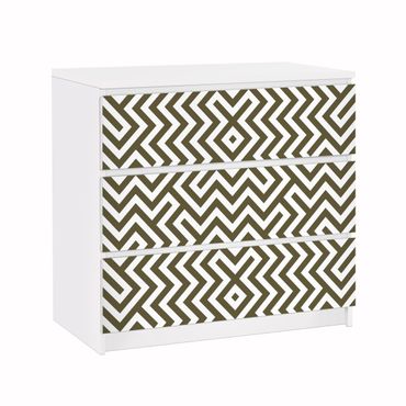 Adhesive film for furniture IKEA - Malm chest of 3x drawers - Geometric Design Brown