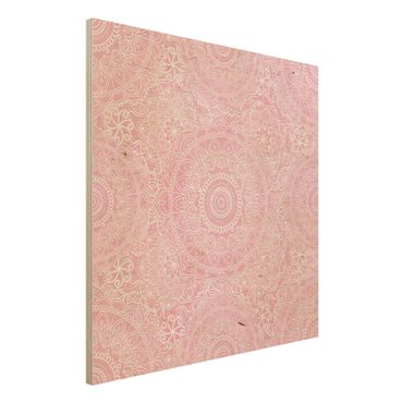 Print on wood - Pattern Mandala Light Pink