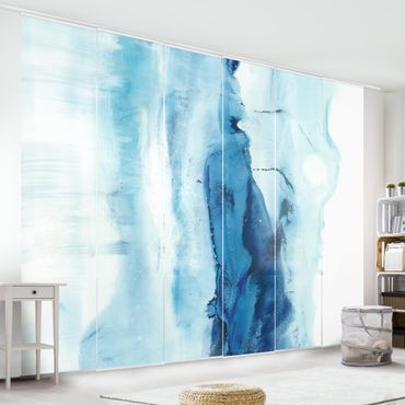 Sliding panel curtains set - Blue Flow I