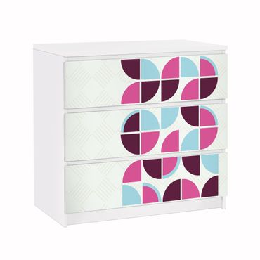 Adhesive film for furniture IKEA - Malm chest of 3x drawers - Retro Circles Pattern Design