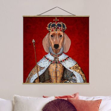 Fabric print with poster hangers - Animal Portrait - Dachshund Queen
