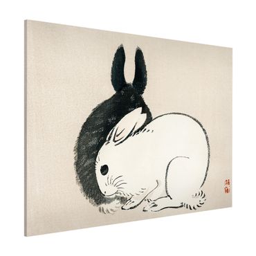 Magnetic memo board - Asian Vintage Drawing Two Bunnies