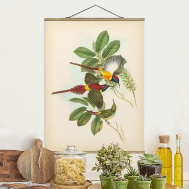 Fabric print with poster hangers - Vintage Illustration Tropical Birds III