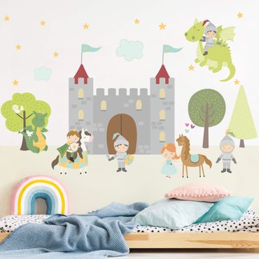 Wall sticker - Castle Knights Dragon Prince And Princess