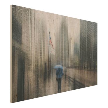 Wood print - Rainy Chicago