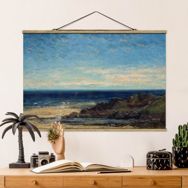 Fabric print with poster hangers - Gustave Courbet - The Sea - Blue Sea, Blue Sky
