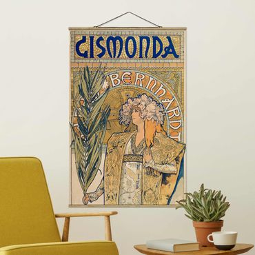 Fabric print with poster hangers - Alfons Mucha - Poster For The Play Gismonda