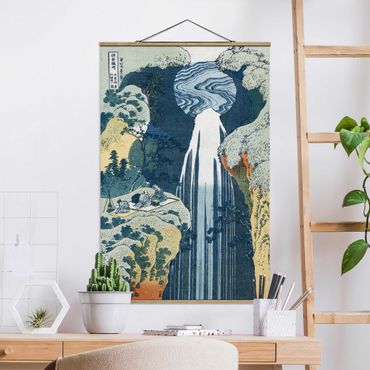 Fabric print with poster hangers - Katsushika Hokusai - The Waterfall of Amida behind the Kiso Road