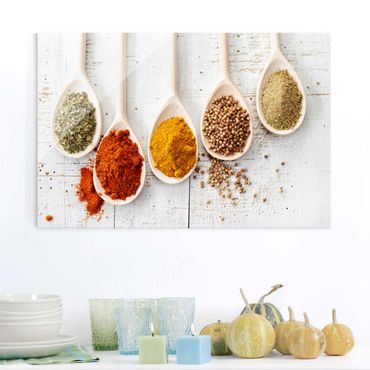 Glass print - Wooden Spoon With Spices