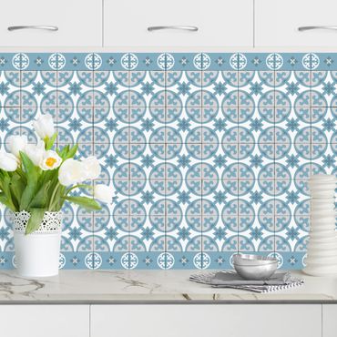 Kitchen wall cladding - Geometrical Tile Mix Circles Blue Grey