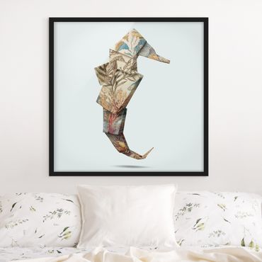 Framed poster - Origami Seahorse