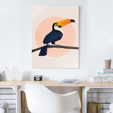 Glass print - Illustration Bird Toucan Painting Pastel